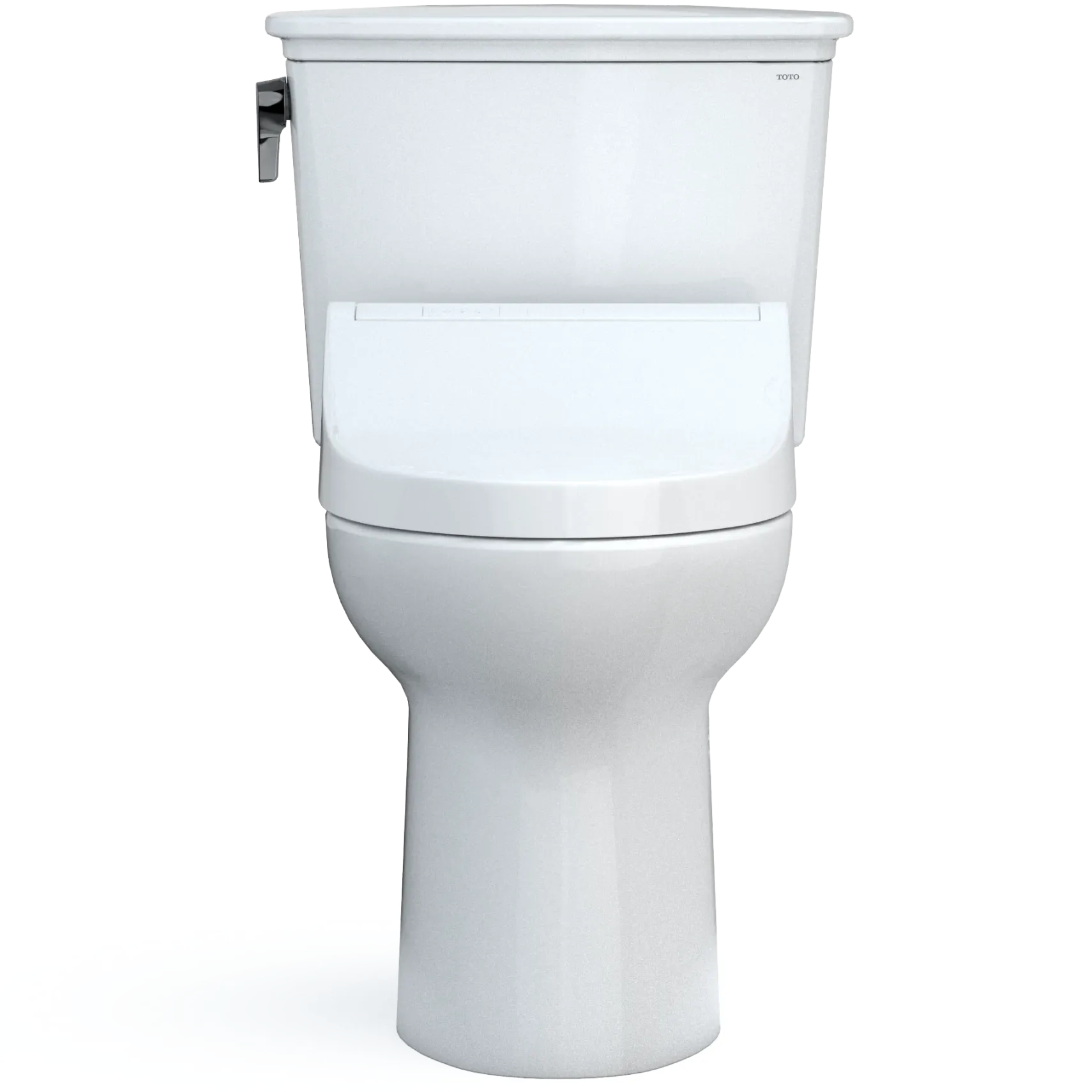 TOTO Drake Transitional WASHLET+ Two-Piece Elongated 1.28 GPF Universal Height TORNADO FLUSH Toilet with C5 Bidet Seat, Cotton White, Vitreous China, MW7863084CEFG#01