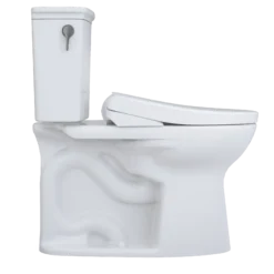 TOTO Drake Transitional WASHLET+ Two-Piece Elongated 1.28 GPF Universal Height TORNADO FLUSH Toilet with S7 Contemporary Bidet Seat, Cotton White, Vitreous China|Plastic, MW7864726CEFG#01