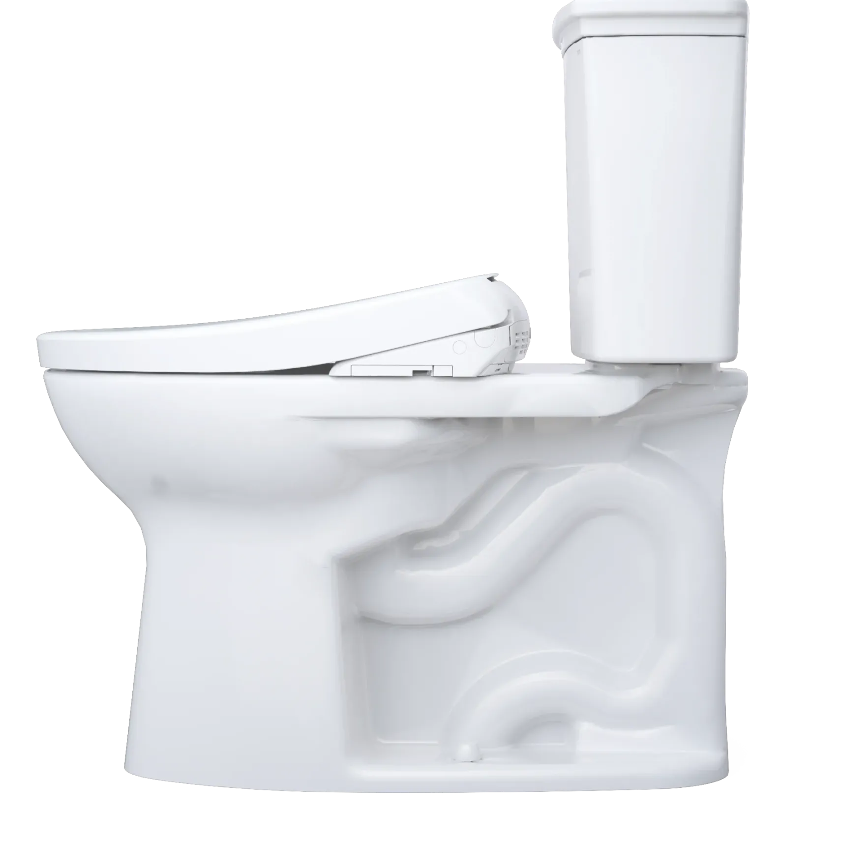 TOTO Drake Transitional WASHLET+ Two-Piece Elongated 1.28 GPF Universal Height TORNADO FLUSH Toilet with S7 Contemporary Bidet Seat, Cotton White, Vitreous China|Plastic, MW7864726CEFG#01