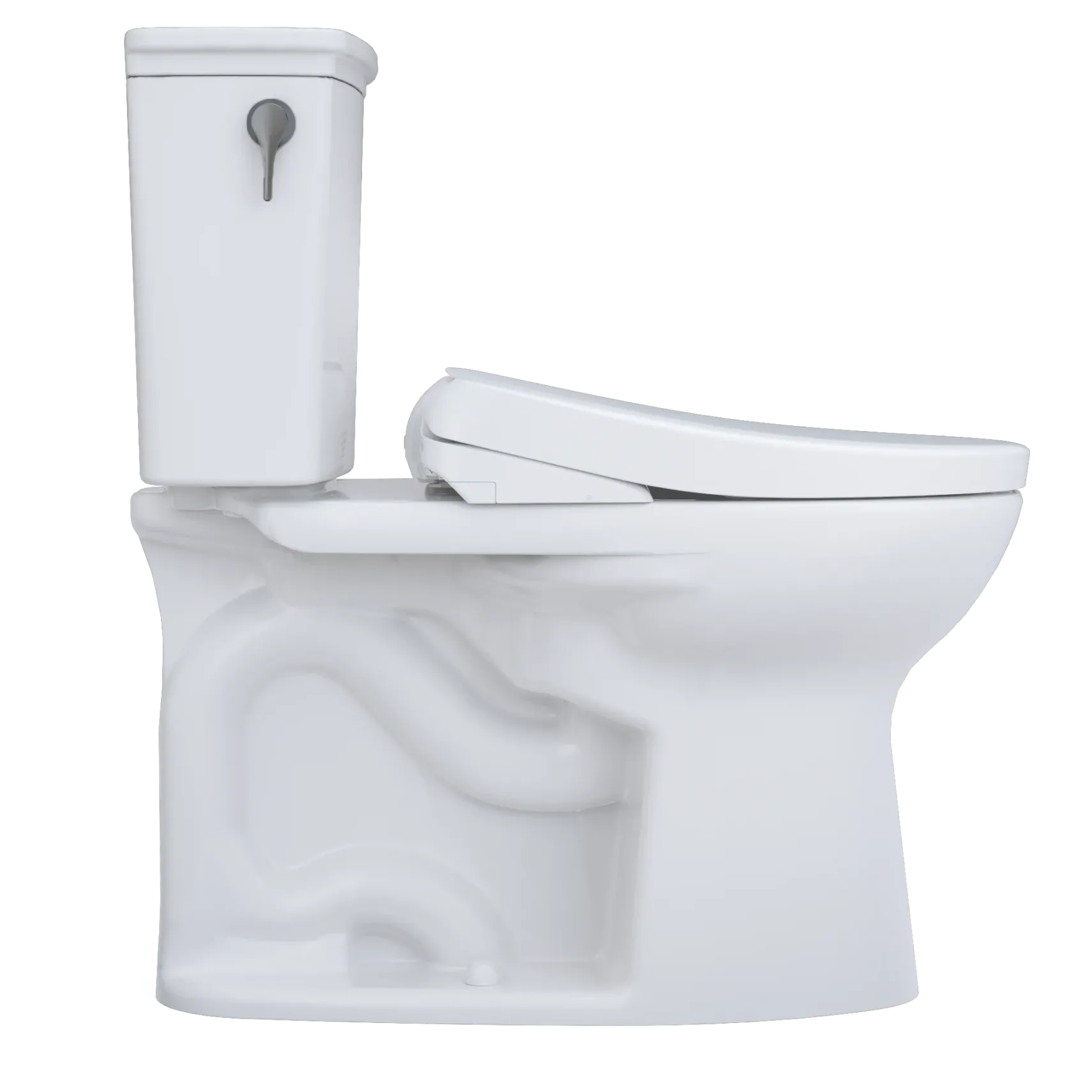 TOTO Drake Transitional WASHLET+ Two-Piece Elongated 1.28 GPF TORNADO FLUSH Toilet with S7 Contemporary Bidet Seat, Cotton White, Vitreous China|Plastic, MW7864726CEG#01