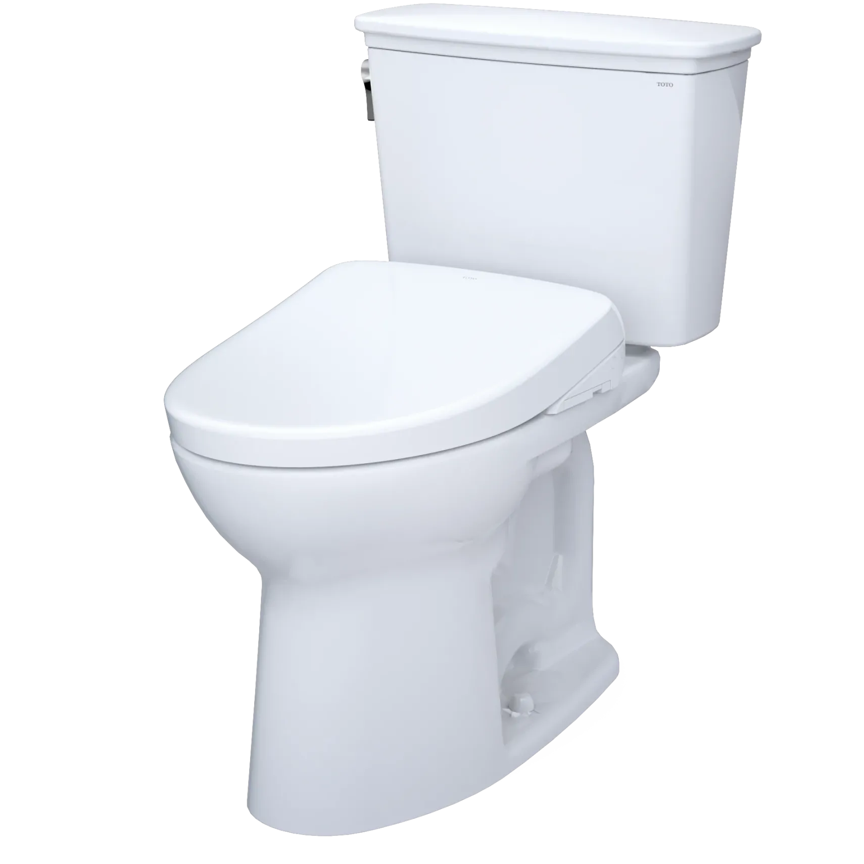 TOTO Drake Transitional WASHLET+ Two-Piece Elongated 1.28 GPF TORNADO FLUSH Toilet with S7 Contemporary Bidet Seat, Cotton White, Vitreous China|Plastic, MW7864726CEG#01