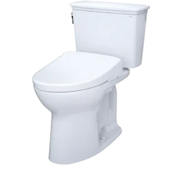 TOTO Drake Transitional WASHLET+ Two-Piece Elongated 1.28 GPF Universal Height TORNADO FLUSH Toilet and S7A Contemporary Bidet Seat with Auto Flush, Cotton White, Vitreous China|Plastic, MW7864736CEFGA#01