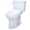 TOTO Drake Transitional WASHLET+ Two-Piece Elongated 1.28 GPF TORNADO FLUSH Toilet with S7A Contemporary Bidet Seat, Cotton White, Vitreous China|Plastic, MW7864736CEG#01