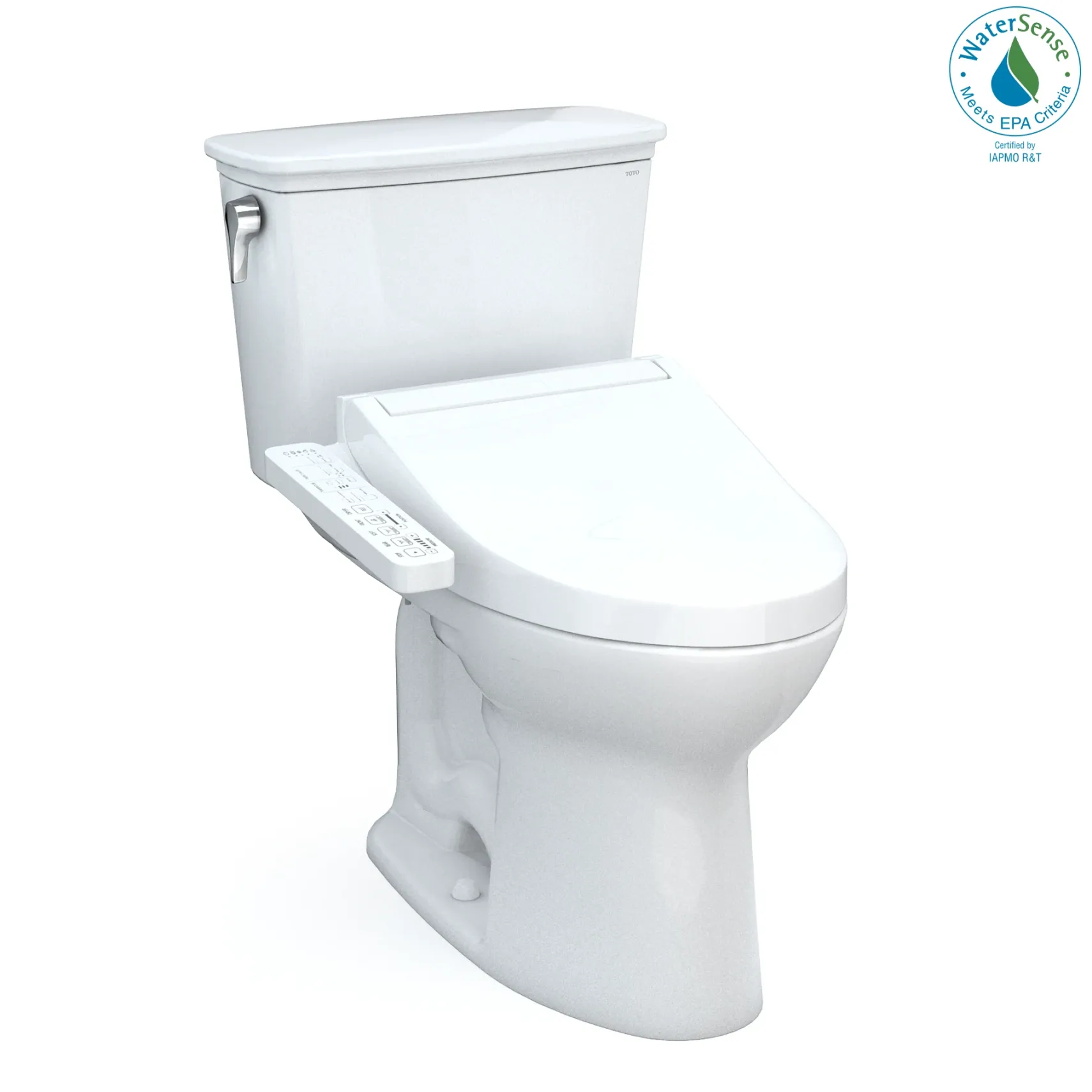 TOTO Drake Transitional WASHLET+ Two-Piece Elongated 1.28 GPF TORNADO FLUSH Toilet with C2 Bidet Seat, Cotton White, Vitreous China, MW7863074CEG#01