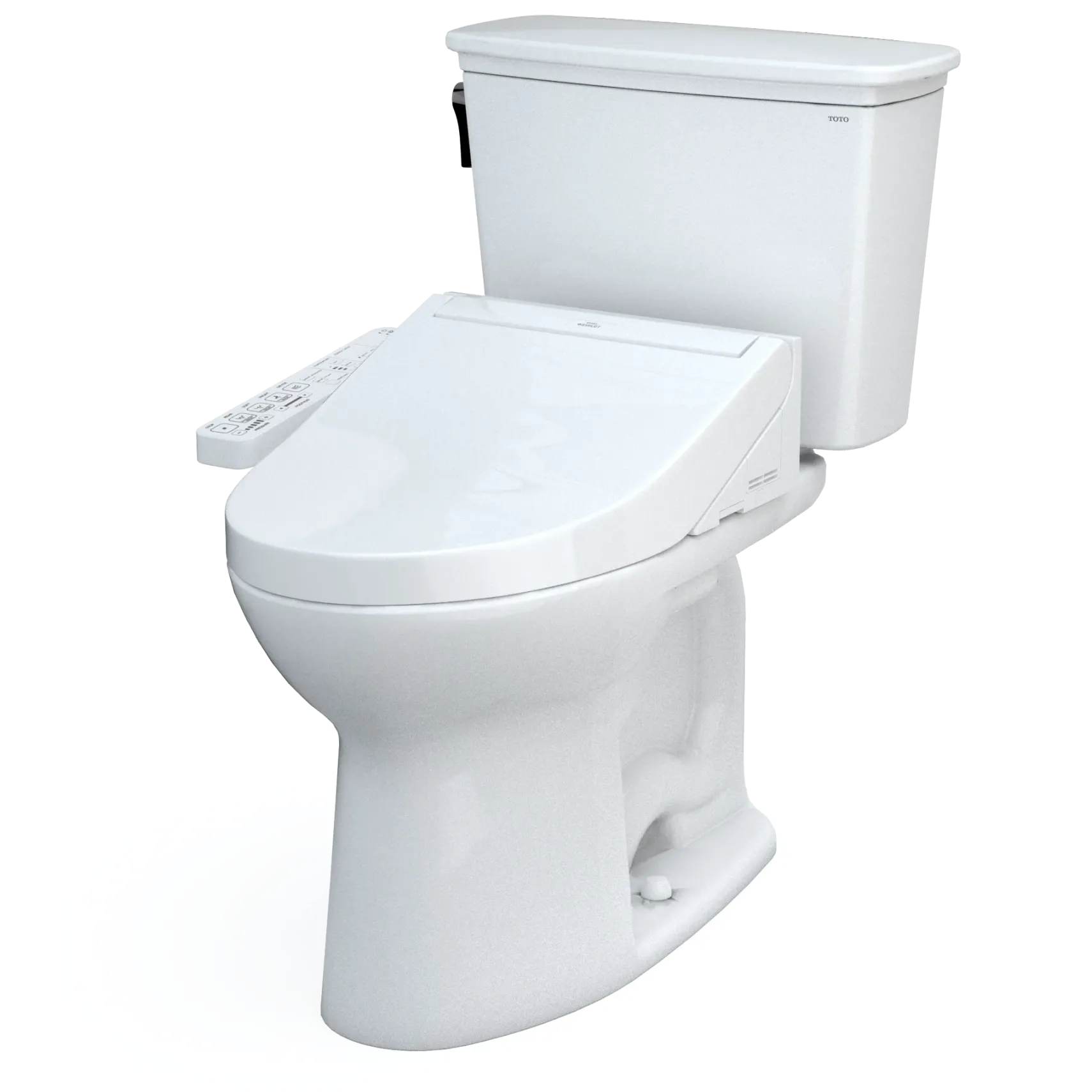TOTO Drake Transitional WASHLET+ Two-Piece Elongated 1.28 GPF TORNADO FLUSH Toilet with C2 Bidet Seat, Cotton White, Vitreous China, MW7863074CEG#01