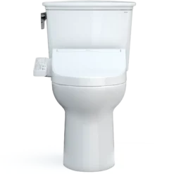 TOTO Drake Transitional WASHLET+ Two-Piece Elongated 1.28 GPF TORNADO FLUSH Toilet with C2 Bidet Seat, Cotton White, Vitreous China, MW7863074CEG#01
