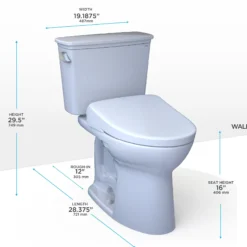 TOTO Drake Transitional WASHLET+ Two-Piece Elongated 1.28 GPF TORNADO FLUSH Toilet and S7A Contemporary Bidet Seat with Auto Flush, Cotton White, Vitreous China|Plastic, MW7864736CEGA#01