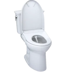 TOTO Drake Transitional WASHLET+ Two-Piece Elongated 1.28 GPF TORNADO FLUSH Toilet and S7A Contemporary Bidet Seat with Auto Flush, Cotton White, Vitreous China|Plastic, MW7864736CEGA#01