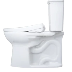 TOTO Drake Transitional WASHLET+ Two-Piece Elongated 1.28 GPF TORNADO FLUSH Toilet and S7A Contemporary Bidet Seat with Auto Flush, Cotton White, Vitreous China|Plastic, MW7864736CEGA#01