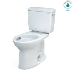TOTO Drake Two-Piece Elongated 1.28 GPF Universal Height TORNADO FLUSH Toilet with CEFIONTECT and Right-Hand Trip Lever, Cotton White, Vitreous China, CST776CEFRG#01