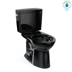 TOTO Drake Two-Piece Elongated 1.28 GPF Universal Height TORNADO FLUSH Toilet, Ebony, Vitreous China, CST776CEF#51