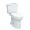 TOTO Drake Two-Piece Elongated 1.28 GPF Universal Height TORNADO FLUSH Toilet with CEFIONTECT and SoftClose Seat, WASHLET+ Ready, Cotton White, Vitreous China, MS776124CEFG#01