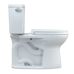 TOTO Drake Two-Piece Elongated 1.28 GPF Universal Height TORNADO FLUSH Toilet with CEFIONTECT and SoftClose Seat, WASHLET+ Ready, Cotton White, Vitreous China, MS776124CEFG#01