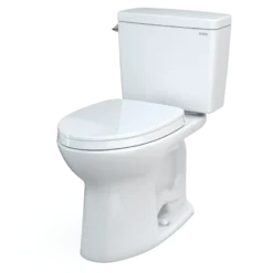 TOTO Drake Two-Piece Elongated 1.28 GPF Universal Height TORNADO FLUSH Toilet with CEFIONTECT and SoftClose Seat, WASHLET+ Ready, Cotton White, Vitreous China, MS776124CEFG#01