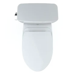 TOTO Drake Two-Piece Elongated 1.28 GPF Universal Height TORNADO FLUSH Toilet with CEFIONTECT and SoftClose Seat, WASHLET+ Ready, Cotton White, Vitreous China, MS776124CEFG#01