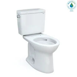 TOTO Drake Two-Piece Elongated 1.28 GPF Universal Height TORNADO FLUSH Toilet with CEFIONTECT and 10 Inch Rough-In, Cotton White, Vitreous China, CST776CEFG.10#01