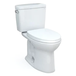 TOTO Drake Two-Piece Elongated 1.28 GPF Universal Height TORNADO FLUSH Toilet with CEFIONTECT and 10 Inch Rough-In, Cotton White, Vitreous China, CST776CEFG.10#01