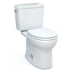 TOTO Drake Two-Piece Round 1.6 GPF Universal Height TORNADO FLUSH Toilet with CEFIONTECT, Cotton White, Vitreous China, CST775CSFG#01
