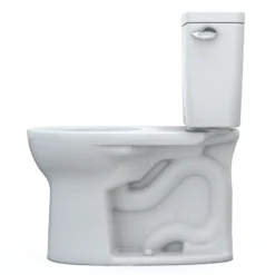 TOTO Drake Two-Piece Round 1.28 GPF Universal Height TORNADO FLUSH Toilet with CEFIONTECT, Cotton White, Vitreous China, CST775CEFRG#01