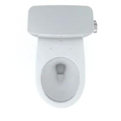 TOTO Drake Two-Piece Round 1.28 GPF Universal Height TORNADO FLUSH Toilet with CEFIONTECT, Cotton White, Vitreous China, CST775CEFRG#01