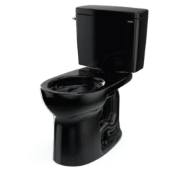 TOTO Drake Two-Piece Round 1.28 GPF Universal Height TORNADO FLUSH Toilet with CEFIONTECT, Ebony, Vitreous China, CST775CEF#51