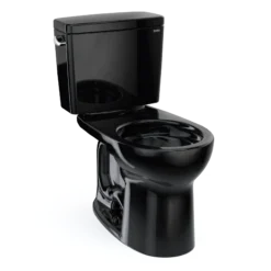 TOTO Drake Two-Piece Round 1.6 GPF Universal Height TORNADO FLUSH Toilet, Ebony, Vitreous China, CST775CSF#51
