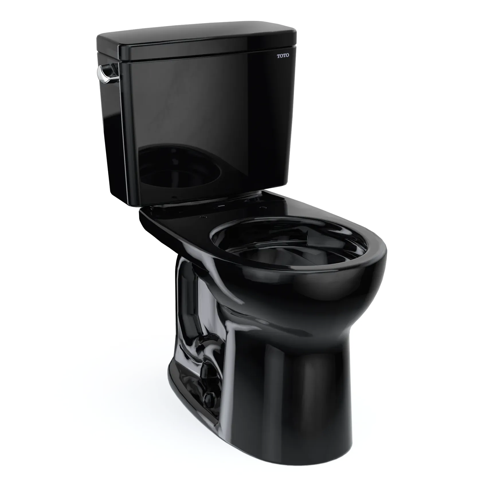 TOTO Drake Two-Piece Round 1.6 GPF Universal Height TORNADO FLUSH Toilet, Ebony, Vitreous China, CST775CSF#51