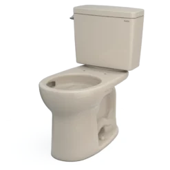 TOTO Drake Two-Piece Round 1.28 GPF Universal Height TORNADO FLUSH Toilet with CEFIONTECT, Bone, Vitreous China, CST775CEFG#03