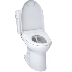 TOTO Drake WASHLET+ Two-Piece Elongated 1.28 GPF TORNADO FLUSH Toilet and S7 Contemporary Bidet Seat with Auto Flush, Cotton White, Vitreous China|Plastic, MW7764726CEGA#01