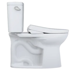 TOTO Drake WASHLET+ Two-Piece Elongated 1.28 GPF TORNADO FLUSH Toilet and S7 Contemporary Bidet Seat with Auto Flush, Cotton White, Vitreous China|Plastic, MW7764726CEGA#01
