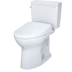 TOTO Drake WASHLET+ Two-Piece Elongated 1.28 GPF TORNADO FLUSH Toilet and S7 Contemporary Bidet Seat with Auto Flush, Cotton White, Vitreous China|Plastic, MW7764726CEGA#01