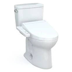 TOTO Drake WASHLET+ Two-Piece Elongated 1.6 GPF Universal Height TORNADO FLUSH Toilet with C2 Bidet Seat, 10 Inch Rough-In, Cotton White, Vitreous China, MW7763074CSFG.10#01