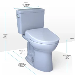 TOTO Drake WASHLET+ Two-Piece Elongated 1.28 GPF TORNADO FLUSH Toilet and S7A Contemporary Bidet Seat with Auto Flush, Cotton White, Vitreous China|Plastic, MW7764736CEGA#01