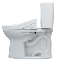 TOTO Drake WASHLET+ Two-Piece Elongated 1.28 GPF TORNADO FLUSH Toilet with C2 Bidet Seat, Cotton White, Vitreous China, MW7763074CEG#01