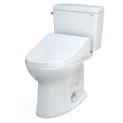TOTO Drake WASHLET+ Two-Piece Elongated 1.28 GPF TORNADO FLUSH Toilet with C5 Bidet Seat, Cotton White, Vitreous China, MW7763084CEG#01