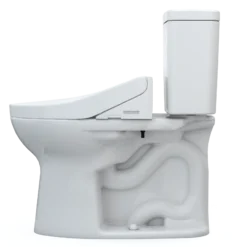 TOTO Drake WASHLET+ Two-Piece Elongated 1.28 GPF TORNADO FLUSH Toilet with C5 Bidet Seat, Cotton White, Vitreous China, MW7763084CEG#01