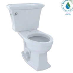 TOTO Eco Clayton Two-Piece Elongated 1.28 GPF Universal Height Toilet, Cotton White, Vitreous China, CST784EF#01