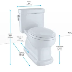 TOTO Eco Guinevere Elongated 1.28 GPF Universal Height Skirted Toilet with SoftClose Seat, Ebony, Vitreous China|Plastic, MS974224CEF#51