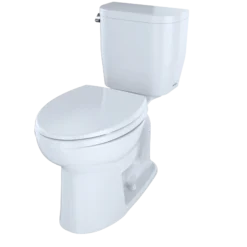 TOTO Entrada Two-Piece Elongated 1.28 GPF Universal Height Toilet, Cotton White, Vitreous China, CST244EF#01