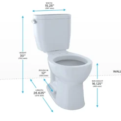 TOTO Entrada Two-Piece Round 1.28 GPF Universal Height Toilet, Sedona Beige, Vitreous China, CST243EF#12