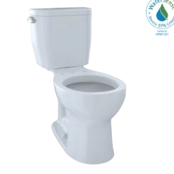 TOTO Entrada Two-Piece Round 1.28 GPF Universal Height Toilet, Cotton White, Vitreous China, CST243EF#01