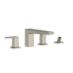 TOTO GB Two-Handle Deck-Mount Roman Tub Filler Trim with Handshower, Brushed Nickel, Brass, TBG10202U#BN