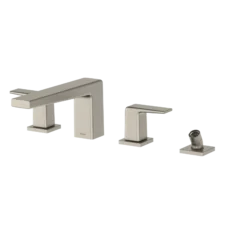 TOTO GB Two-Handle Deck-Mount Roman Tub Filler Trim with Handshower, Brushed Nickel, Brass, TBG10202U#BN