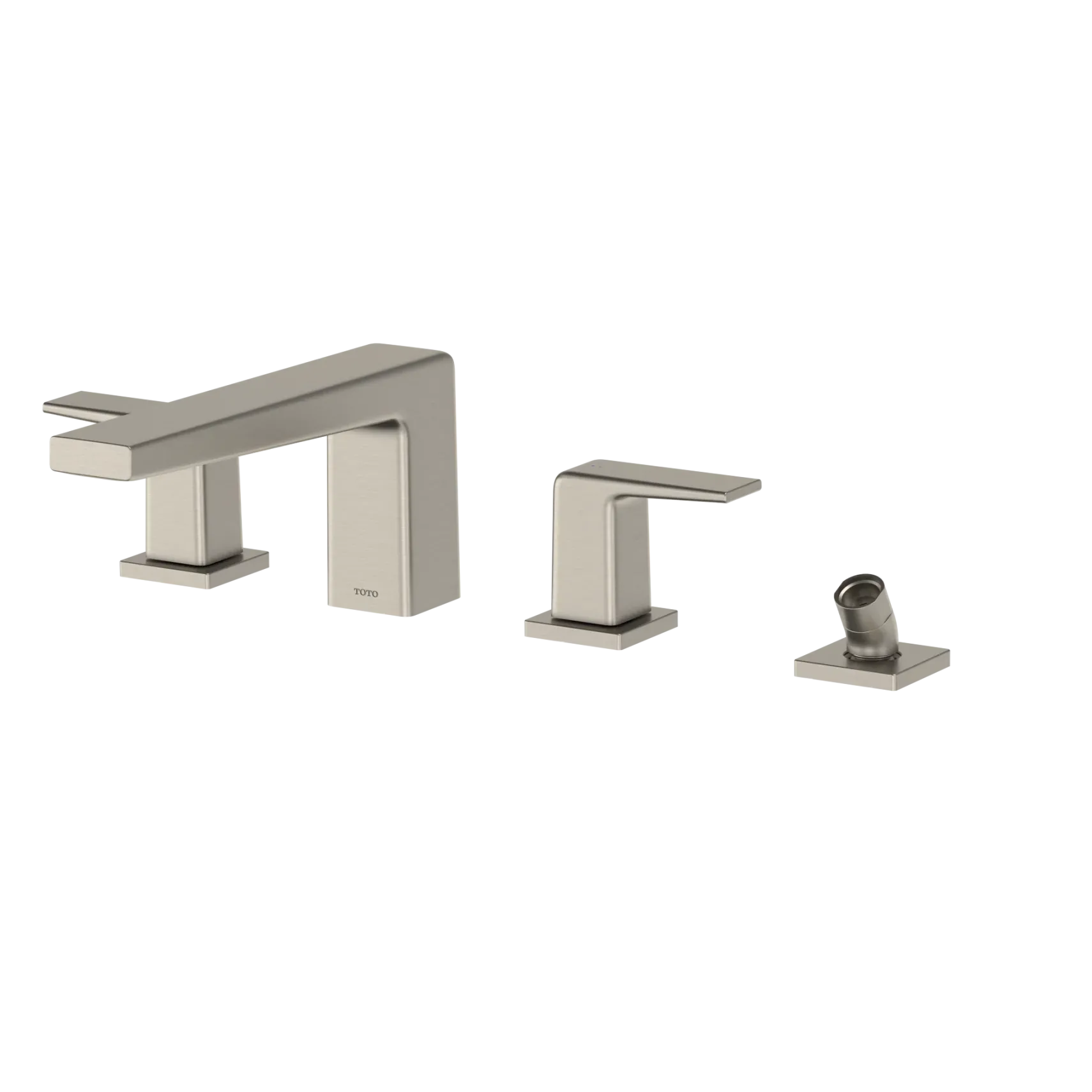 TOTO GB Two-Handle Deck-Mount Roman Tub Filler Trim with Handshower, Brushed Nickel, Brass, TBG10202U#BN