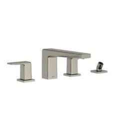 TOTO GB Two-Handle Deck-Mount Roman Tub Filler Trim with Handshower, Polished Nickel, Brass, TBG10202U#PN