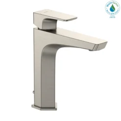 TOTO GE 1.2 GPM Single Handle Semi-Vessel Bathroom Sink Faucet with COMFORT GLIDE Technology, Brushed Nickel, Brass, TLG07303U#BN
