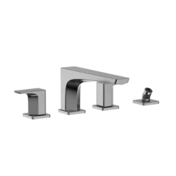 TOTO GE Two-Handle Deck-Mount Roman Tub Filler Trim with Handshower, Polished Chrome, Brass, TBG07202U#CP