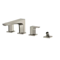 TOTO GE Two-Handle Deck-Mount Roman Tub Filler Trim with Handshower, Brushed Nickel, Brass, TBG07202U#BN