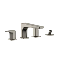 TOTO GE Two-Handle Deck-Mount Roman Tub Filler Trim with Handshower, Polished Nickel, Brass, TBG07202U#PN
