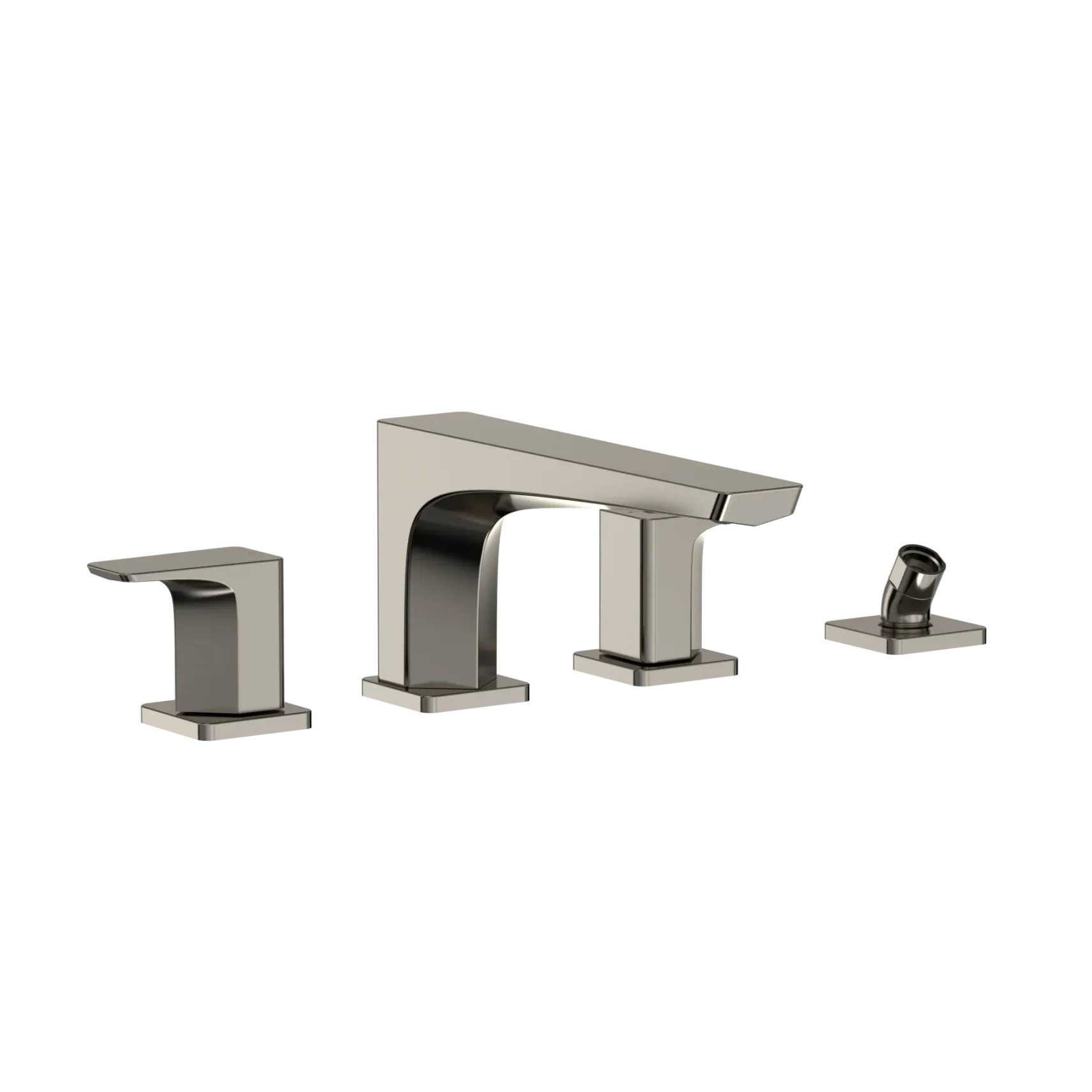 TOTO GE Two-Handle Deck-Mount Roman Tub Filler Trim with Handshower, Polished Nickel, Brass, TBG07202U#PN